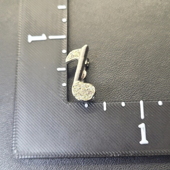 Unbranded Eighth Music Note Brooch Women OS Silver Rhinestone Excellent Musical - Picture 5 of 6